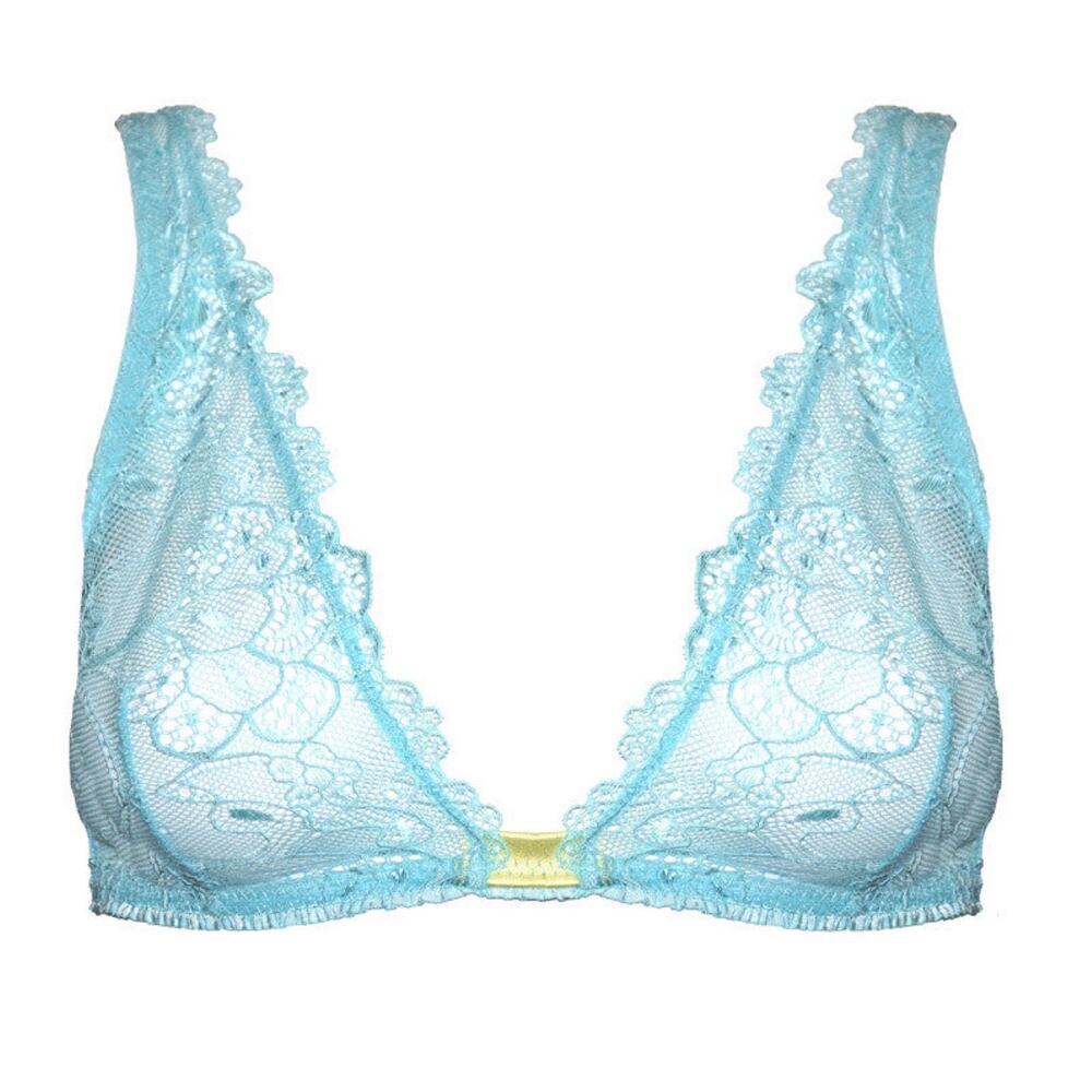 NEW Mimi Holliday L Summer Sorbet Soft Cup Bra Lace Blue Green Silk Adjustable